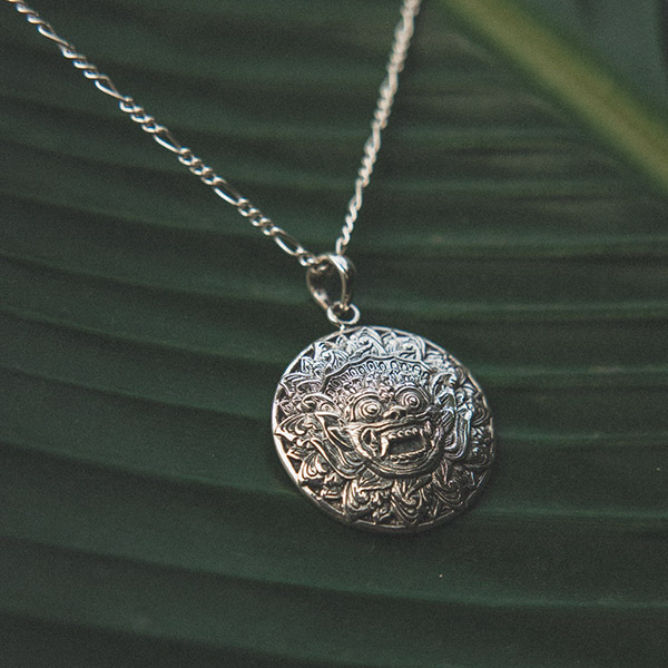 Bali Barong Amulett mit Silberkette